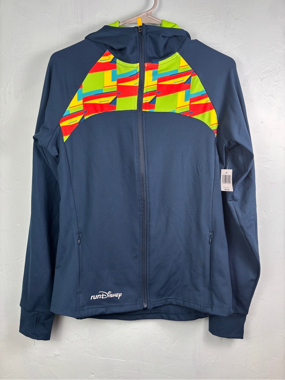runDisney 2025 Disneyland Half Marathon Navy Zip Hoodie with Neon Accents